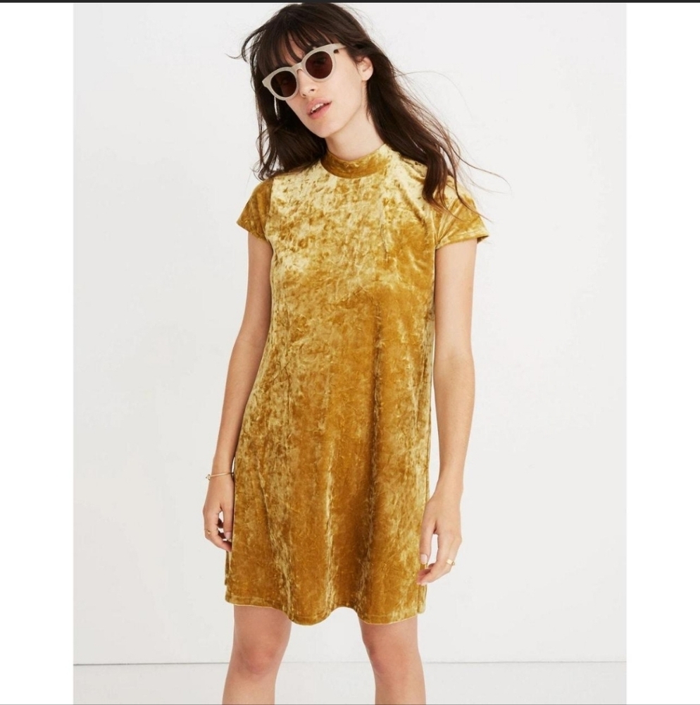 Madewell Yellow Velvet Dress Size XXS